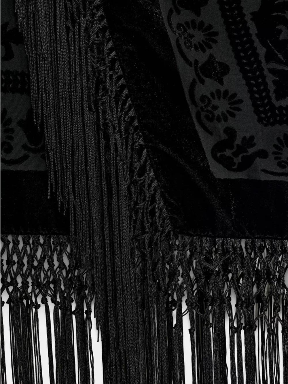 Zara Black Velvet Fringe Wrap Midi Skirt - Picture 7 of 15